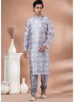 Mono Grey Festival Wear Crochet Work Kurta Pajama